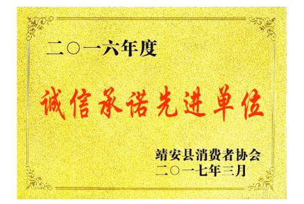 诚信承诺先进单位